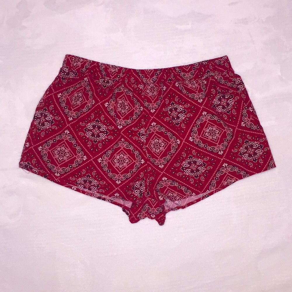 Red Paisley Style Shorts